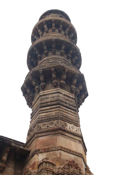 Jhulta Minara Masjid Or Shaking Minarets - Ancient Old Islamic Heritage Mosque Carving Pattern Design Photography While Traveling Ahmedabad