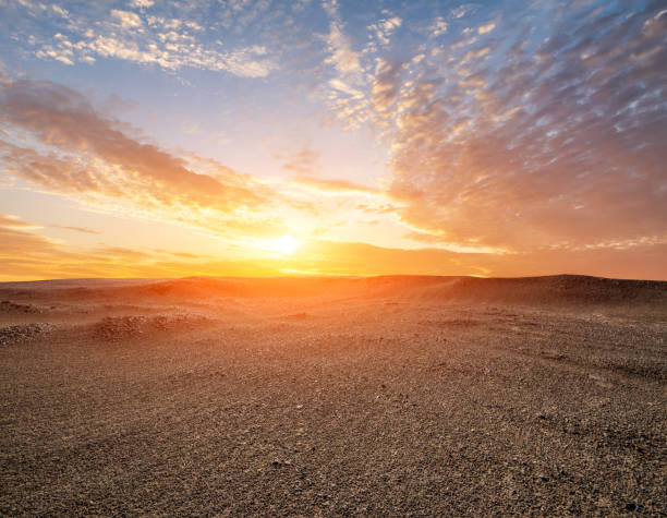 istock Desert sand ground and sky clouds natural landscape at sunset 2176869968