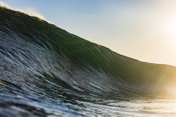 istock Wave breaking in the ocean with dramatic golden light at sunrise 2176879425