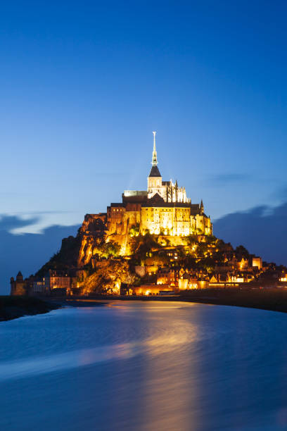istock Mont Saint-Michel, vertical photo taken at blue hour 2176881191