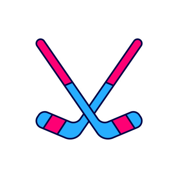 istock Filled outline Ice hockey sticks icon isolated on white background. Vector 2176886972