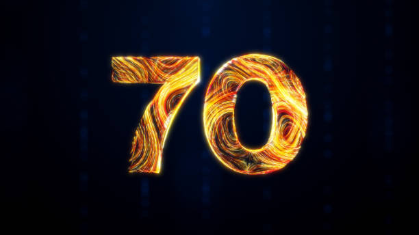 istock 3D Particle 90 Number with Fiery Hairlines on Blue Bokeh Background 2176894211