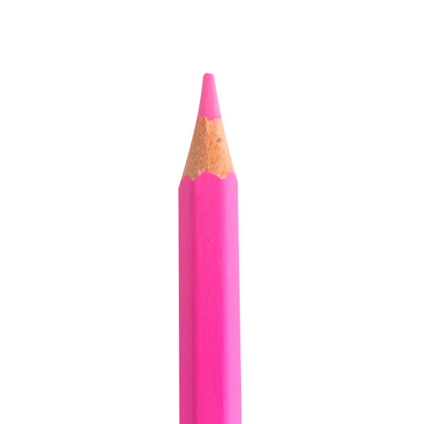 Colored pencil pink one isolated on white background