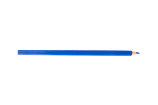 Colored pencil blue one isolated on white background.