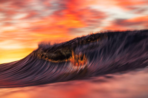 istock Slow shutter artistic abstract wave forming in the ocean with dramatic golden light at sunrise 2176900183