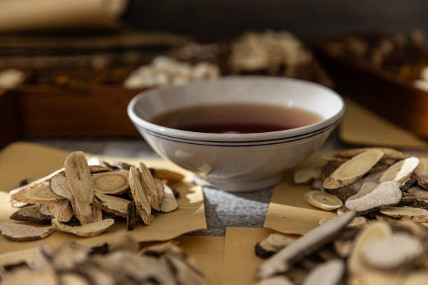 istock Chinese herbal medicine soup in a bowl on table 2176917163