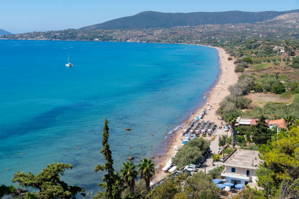 istock Zagka beach in Koroni under the castle, Peloponnese, Greece 2176925018