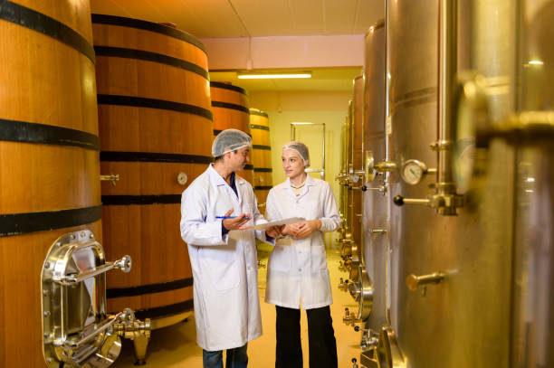 istock Professional winemaker controlling wine making process and quality at winery factory 2176937784