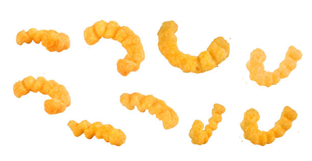 istock Corn snacks with cream cheese flavor in strip format, isolated in various angles, isolated collection 2176950159