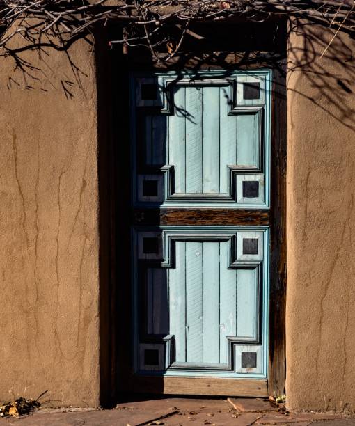 New Mexico Turquoise Door on Adobe Home