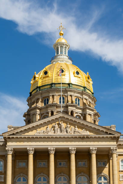 Exterior of the Iowa State Capitol Building, built from 1871 to 1886, in Des Moines, Iowa, USA.