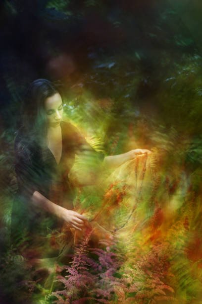 istock Red Jungle Plants Veil with Gemstones 2176958560