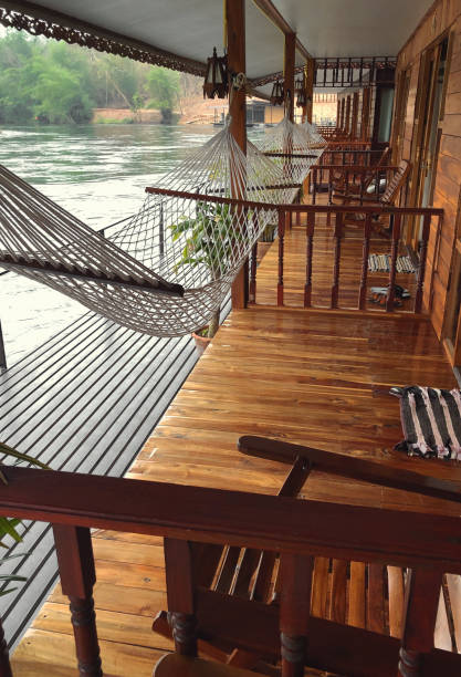 istock Cozy floating hotel on the river 2176959735