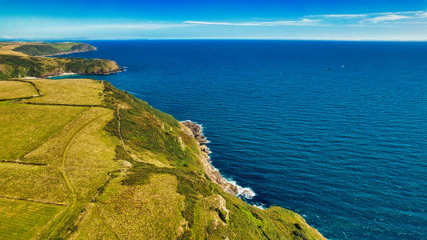 istock Aerial Coastal Landscape with Cliffs and Ocean in Cornwall, UK 2176963282
