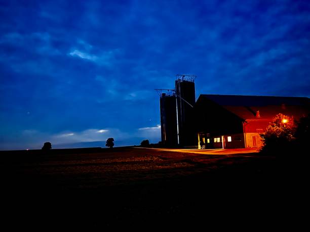 istock Swiss farm after sunset 2176966622