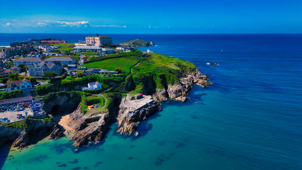 istock Aerial Coastal Landscape with Cliffs at Towan Beach, Newquay, Cornwall. 2176975840