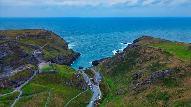 istock Aerial Coastal Landscape with Cliffs and Ocean in Tintagel, Cornwall, UK 2176976186