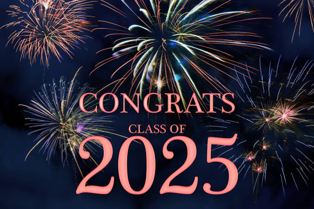 istock CONGRATS CLASS of 2025 lettering with beautiful fireworks 2176979466