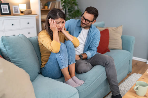 istock Man comforting his sad wife 2176991127