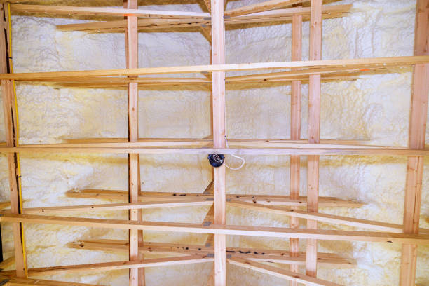 istock Under new frame houses, thermal foam insulation is installed under a roof 2176993818