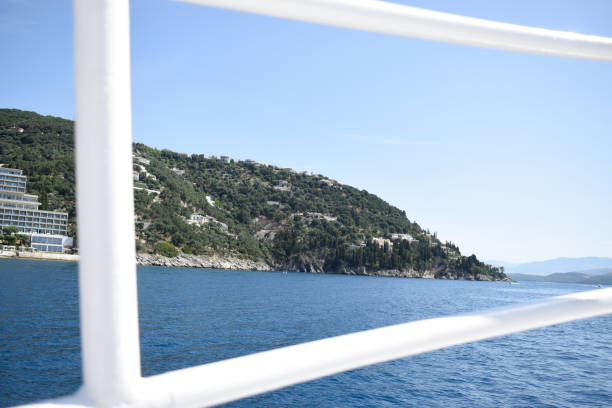 istock Beautiful view from a boat to island Corfu 2176997891