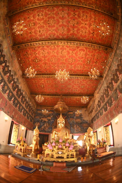 istock Buddha image in the meditation posture is enshrined. Surrounded by several Buddha images in Wat Nang Chi Chotikaram. 2177000042