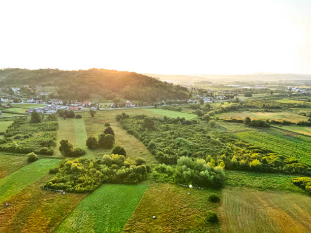 istock View of forests, fields, villages and Zagorje hills, during a panoramic balloon flight over Croatian Zagorje - Croatia (Panoramski let balonom iznad Hrvatskog zagorja - Hrvatska) 2177006370