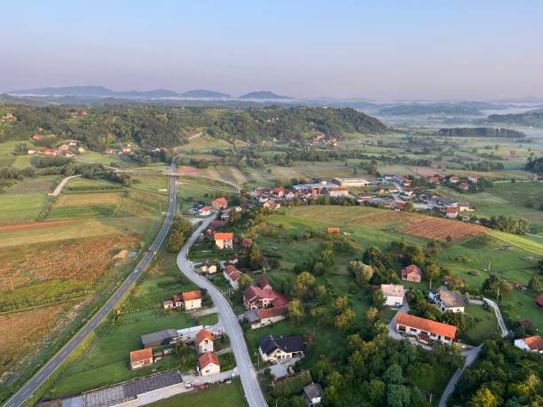 istock View of forests, fields, villages and Zagorje hills, during a panoramic balloon flight over Croatian Zagorje - Croatia (Panoramski let balonom iznad Hrvatskog zagorja - Hrvatska) 2177006408