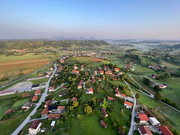 istock View of forests, fields, villages and Zagorje hills, during a panoramic balloon flight over Croatian Zagorje - Croatia (Panoramski let balonom iznad Hrvatskog zagorja - Hrvatska) 2177006409