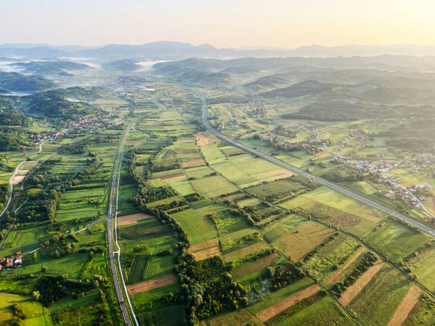 istock View of forests, fields, villages and Zagorje hills, during a panoramic balloon flight over Croatian Zagorje - Croatia (Panoramski let balonom iznad Hrvatskog zagorja - Hrvatska) 2177006888