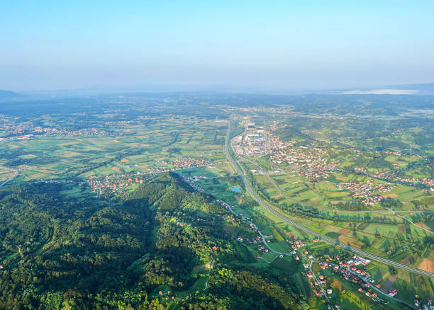 istock View of forests, fields, villages and Zagorje hills, during a panoramic balloon flight over Croatian Zagorje - Croatia (Panoramski let balonom iznad Hrvatskog zagorja - Hrvatska) 2177006928