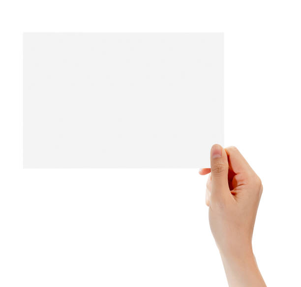 istock Clipping path, hand holding blank paper label and mockup for design advertising on isolated white background. 2177011511