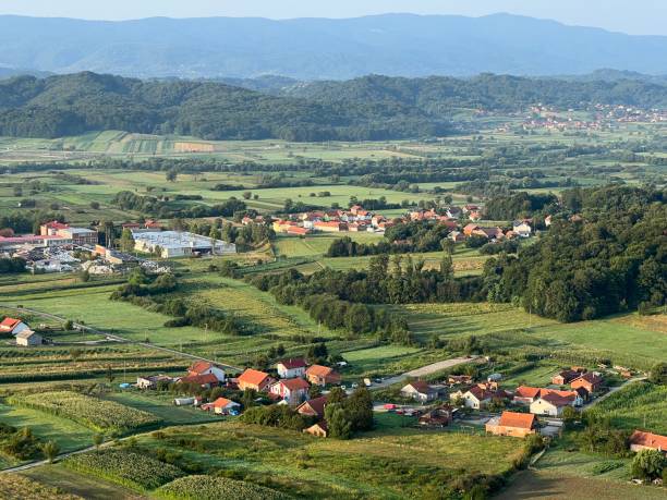 istock View of forests, fields, villages and Zagorje hills, during a panoramic balloon flight over Croatian Zagorje - Croatia (Panoramski let balonom iznad Hrvatskog zagorja - Hrvatska) 2177016754