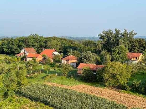 istock View of forests, fields, villages and Zagorje hills, during a panoramic balloon flight over Croatian Zagorje - Croatia (Panoramski let balonom iznad Hrvatskog zagorja - Hrvatska) 2177016801