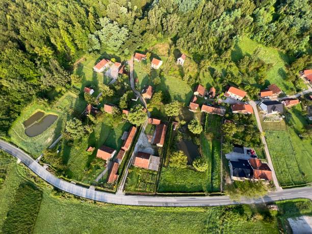 istock View of forests, fields, villages and Zagorje hills, during a panoramic balloon flight over Croatian Zagorje - Croatia (Panoramski let balonom iznad Hrvatskog zagorja - Hrvatska) 2177016902