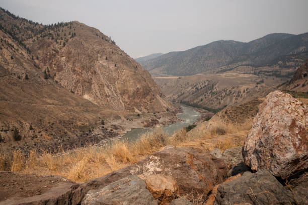Landscape of mountains and river. Ashcroft, British Columbia, Canada.