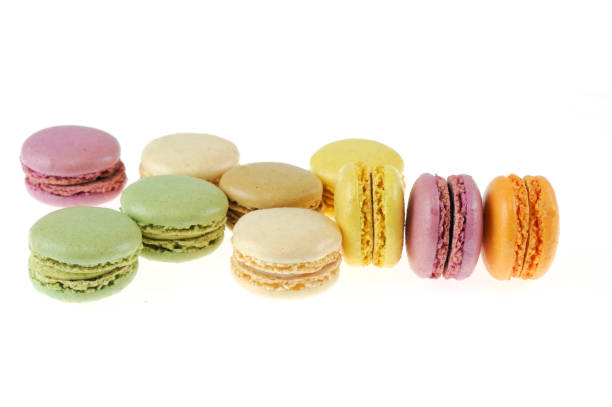 istock Colorful macarons isolated on the white background 2177022220