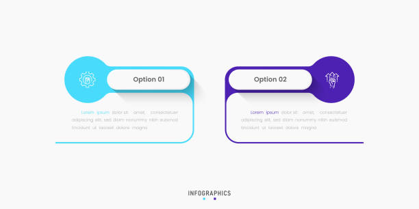 vektor infografik etiketten-design-vorlage mit symbolen und 2 optionen oder schritten. kann für prozessdiagramme, präsentationen, workflow-layout, banner, flussdiagramm, infografik verwendet werden. - ziffer 2 stock-grafiken, -clipart, -cartoons und -symbole