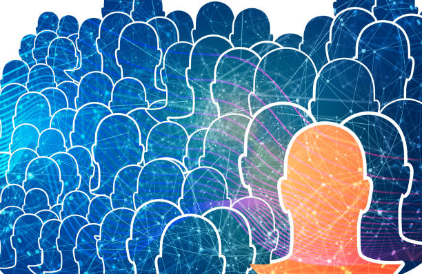istock Social media network. Outline human silhouettes. Overlay heads. Digital, interactive and global communication concept. Connected lines with dots. 2177031064