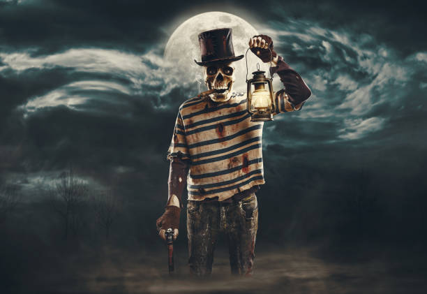 istock Spooky evil character surrounded by fog 2177032575