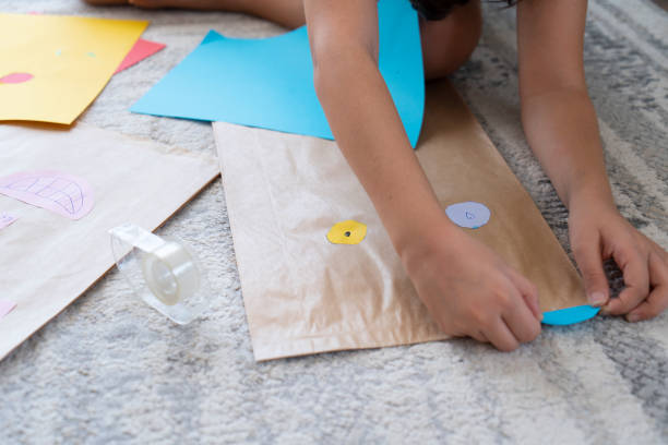 Cute little girl drawing at home
