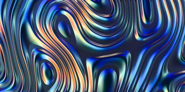 istock Colorful abstract wavy lines with rainbow gradient on dark background 2177034917