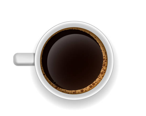 istock Realistic hot drink top view. Cappucino and mochachino, cafe. Ceramic cup or mug with coffee and tea. Aroma and beverage. Template and layout. 3D vector illustration 2177036762