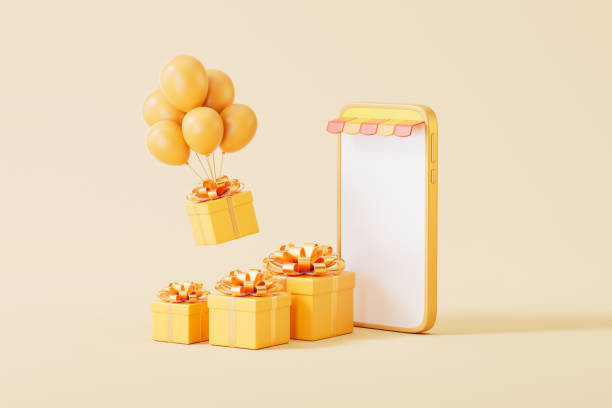istock 3d rendering e-commerce mobile payment for shopping with gift box and balloons 2177040124