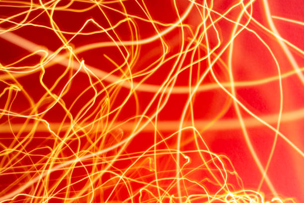 istock Yellow light streaks with red background 2177040459