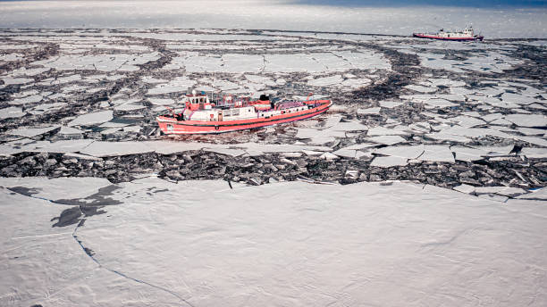 istock Icebreakers floating on frozen Vistula crush the ice in Poland 2177042738