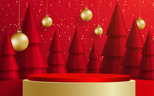 istock 3d Podium round stage style, for Merry Christmas and happy new year 2177045254