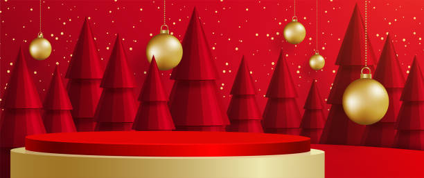 istock 3d Podium round stage style, for Merry Christmas and happy new year 2177045268
