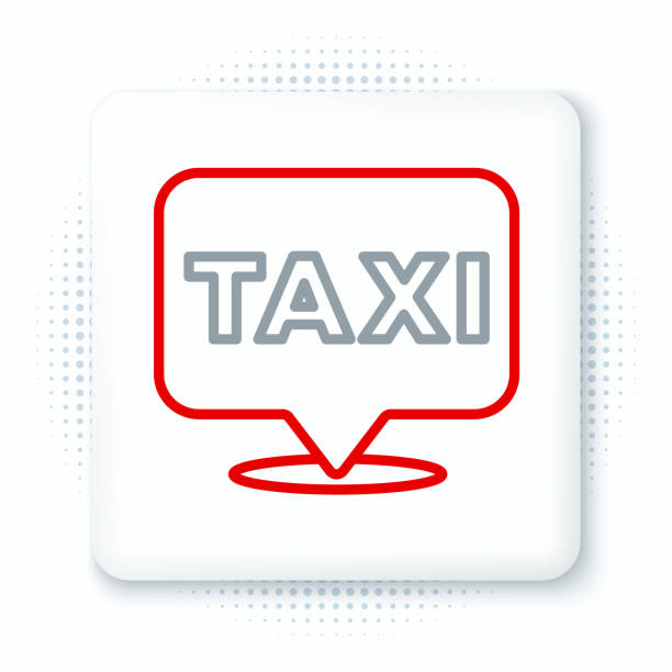 istock Line Map pointer with taxi icon isolated on white background. Location symbol. Colorful outline concept. Vector 2177045745
