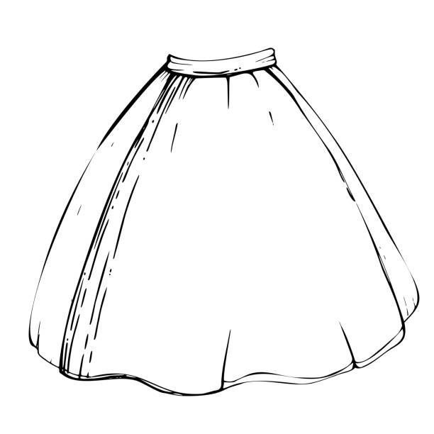 Traditional dress skirt apron of Tyrol, Alps South American peasant female fashion, flared a line silhouette. Hand drawn ink vector illustration isolated on white. Design tailor atelier, clothes shop Traditional dress skirt apron of Tyrol, Alps South American peasant female fashion, flared a line silhouette. Hand drawn ink vector illustration isolated on white. Design tailor atelier, clothes shop. pics of dirndl skirt stock illustrations